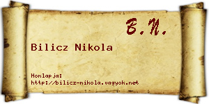 Bilicz Nikola névjegykártya